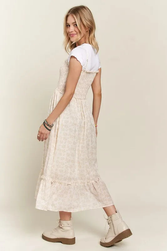 New Summer Smocked Floral Ruffled Hem Cami Dress – Feminine, Charming, Playful, Perfect for Warm Weather and Casual Outings