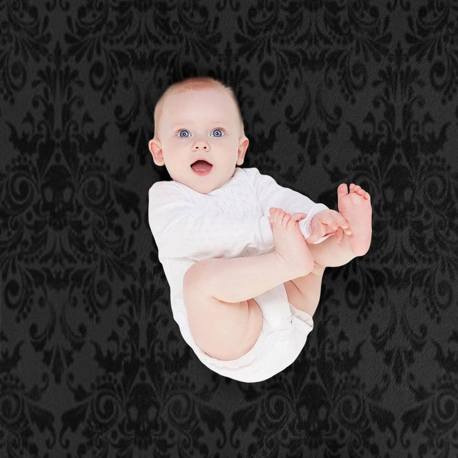 Skull Damask Pattern - Grey Throw Blanket