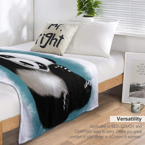 Panda Love (Blue) Comfort Throw Blanket