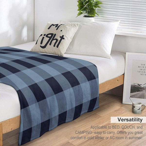Turquoise And Navy Buffalo Plaid Premium Throw Blanket