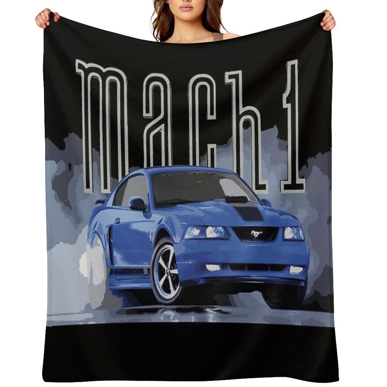 Azure Blue Mach 1 Sn95 Mustang GT 4.6L V8 4th Gen RETrO USA Premium Throw Blanket