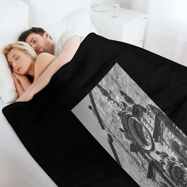 Gothic Quarter in Barcelona Spain Travel Black And White Throw Blanket