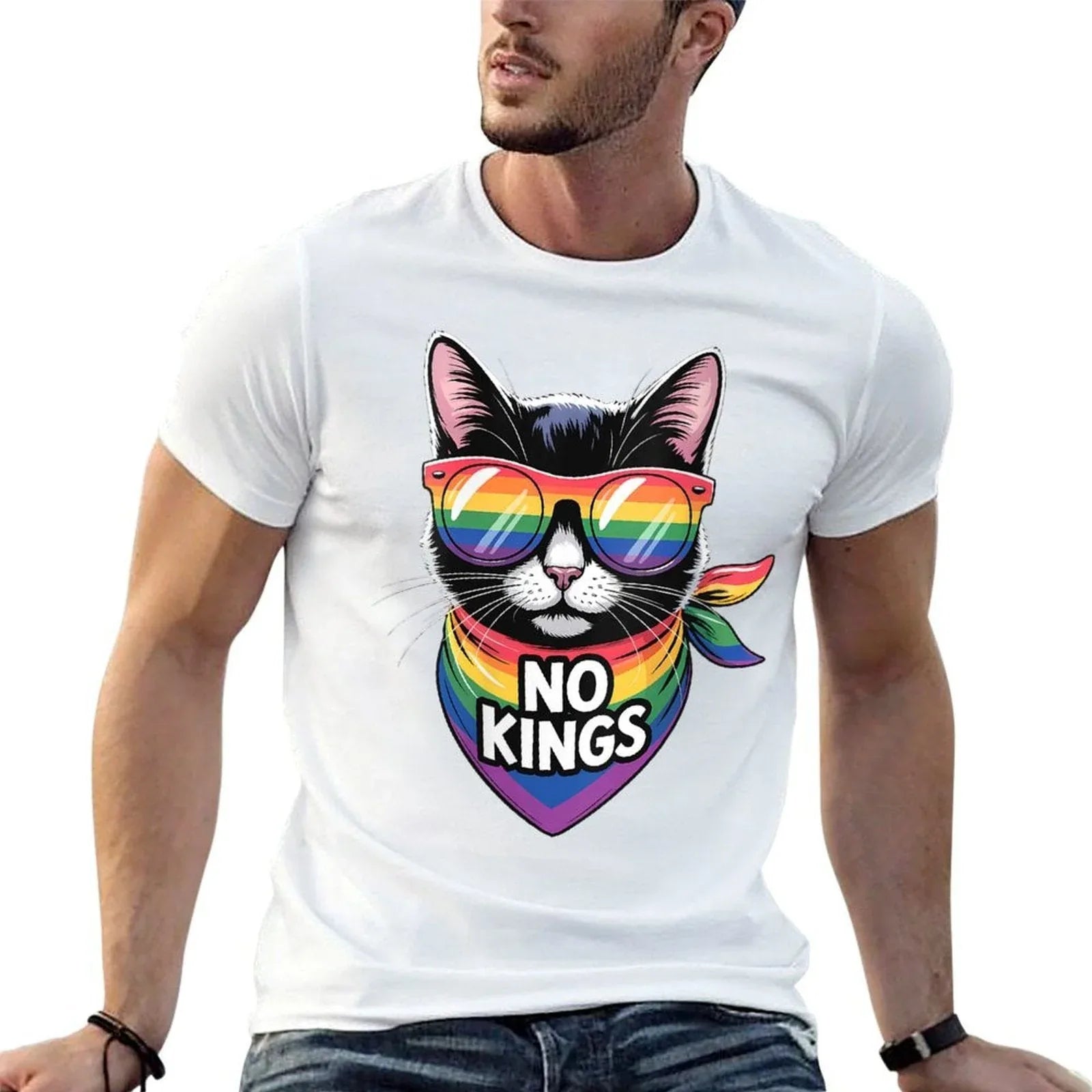 Womens No Kings Pride Cat  Classic T-Shirt