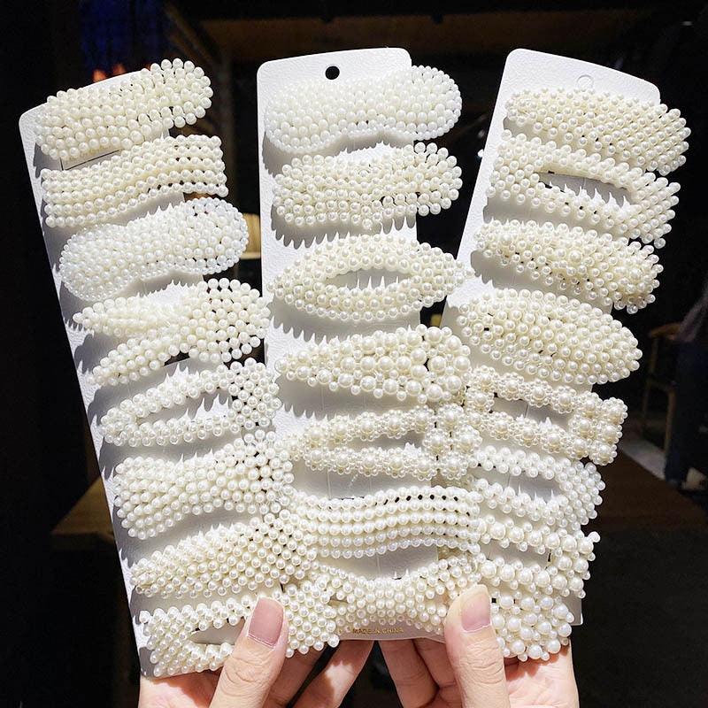 5/8PCS/Set Women Girls Elegant Imitation Pearls Geometric Hairpins Sweet Hair Ornament Clips Barrettes Gorgeous Fashion Hair Accessories For Women