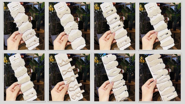 5/8PCS/Set Women Girls Elegant Imitation Pearls Geometric Hairpins Sweet Hair Ornament Clips Barrettes Gorgeous Fashion Hair Accessories For Women