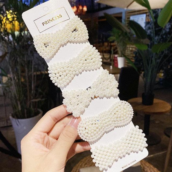 5/8PCS/Set Women Girls Elegant Imitation Pearls Geometric Hairpins Sweet Hair Ornament Clips Barrettes Gorgeous Fashion Hair Accessories For Women