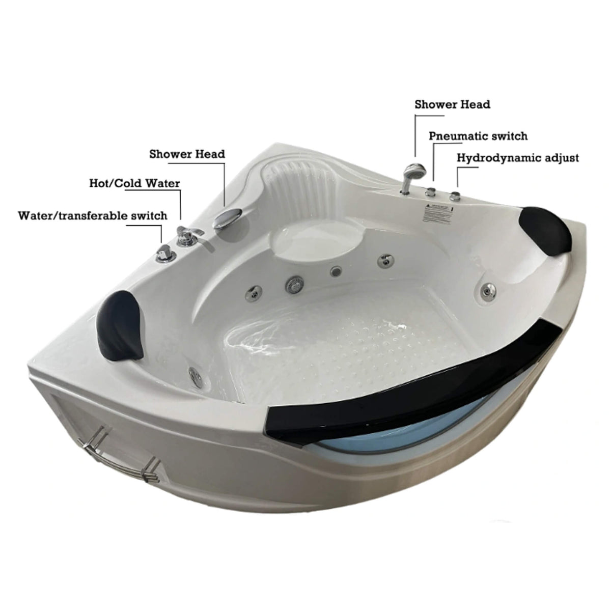 Celestia 59-Inch 2-Person Luxury Corner Whirlpool Jetted Bathtub (SAK97310)