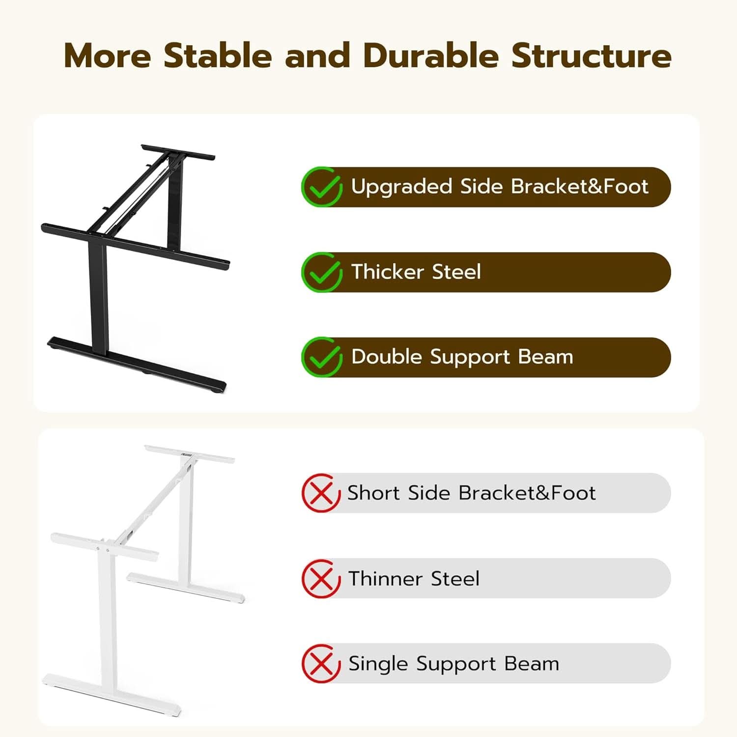 59 Inch Reversible L Shaped Electric Standing Desk Brown