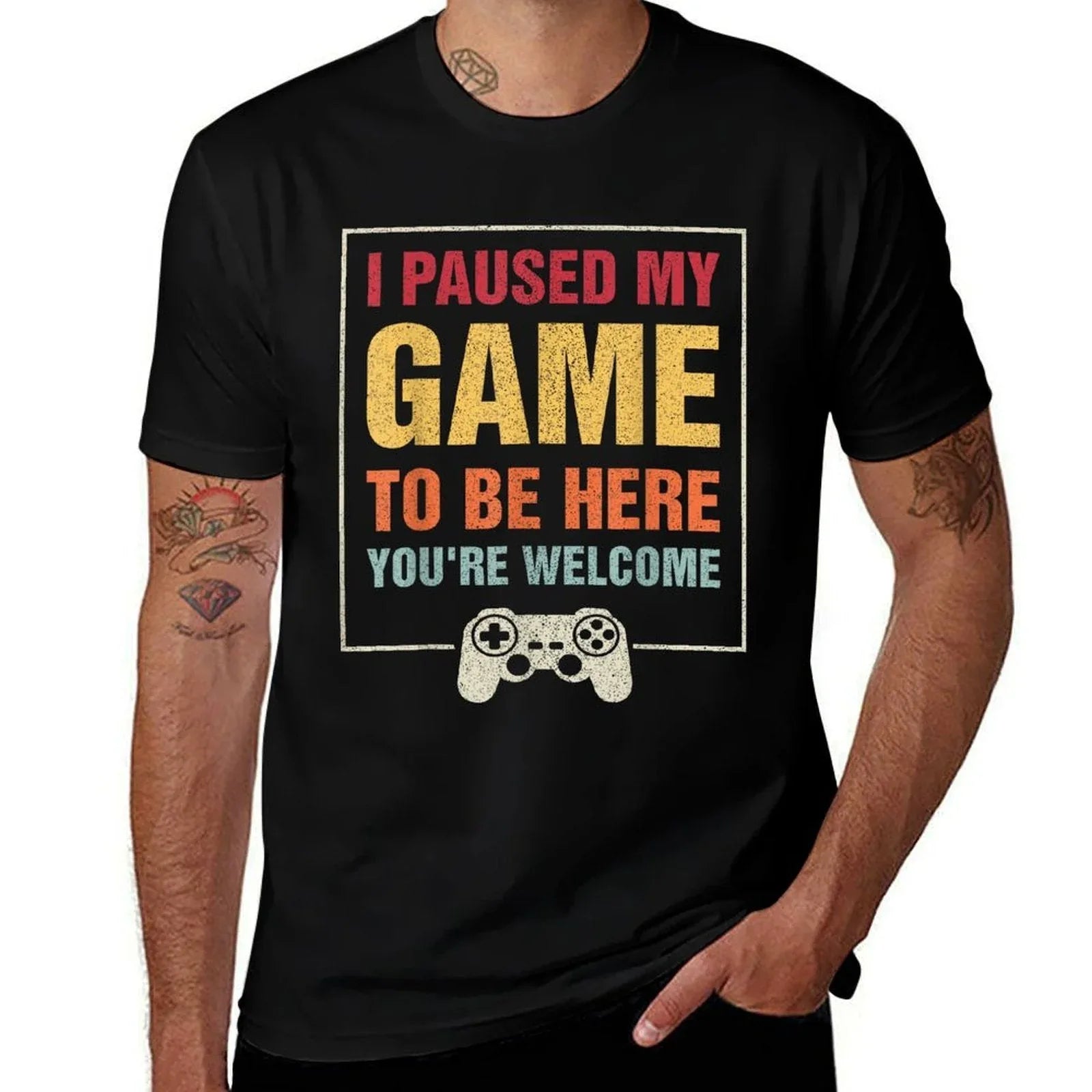 I Paused My Game To Be Here Funny Gamers Gifts Menn Boys  Odor-resistant T-Shirt