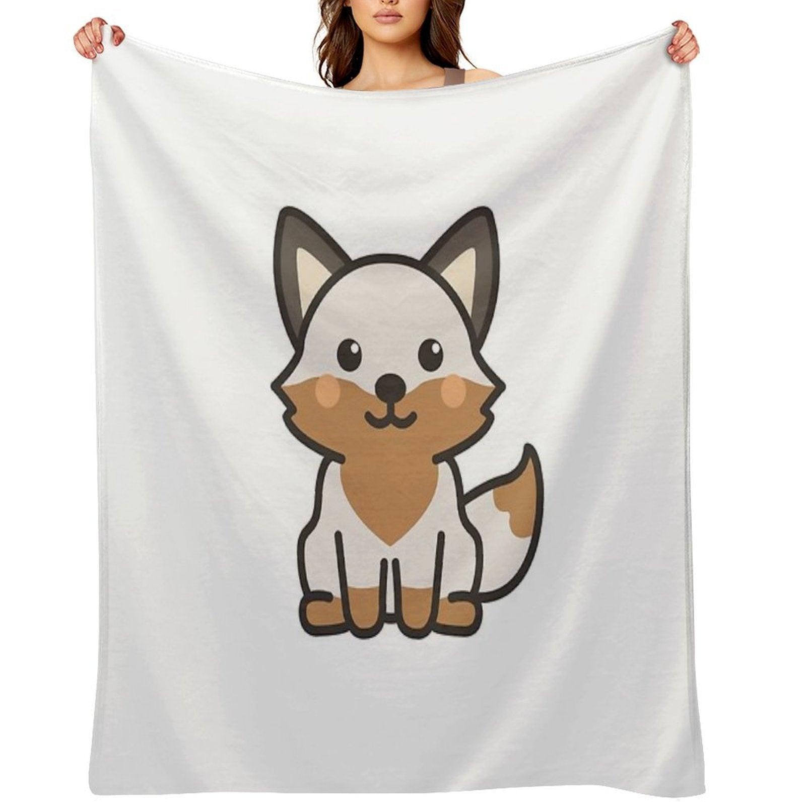 Luna The Grey Fox Throw Blanket