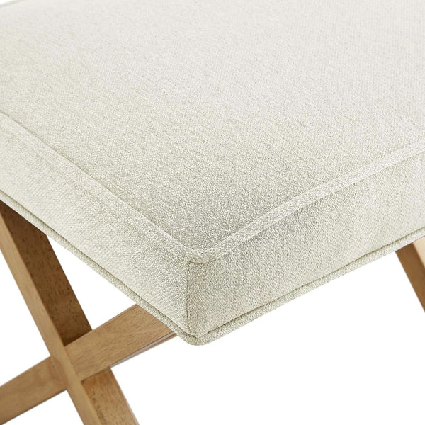 Small Ivory Upholstered Ottoman Footrest With Xframe
