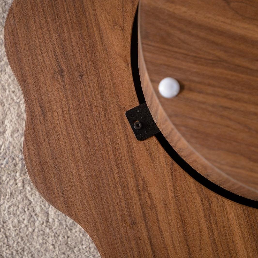 Round Walnut Scalloped Coffee Table