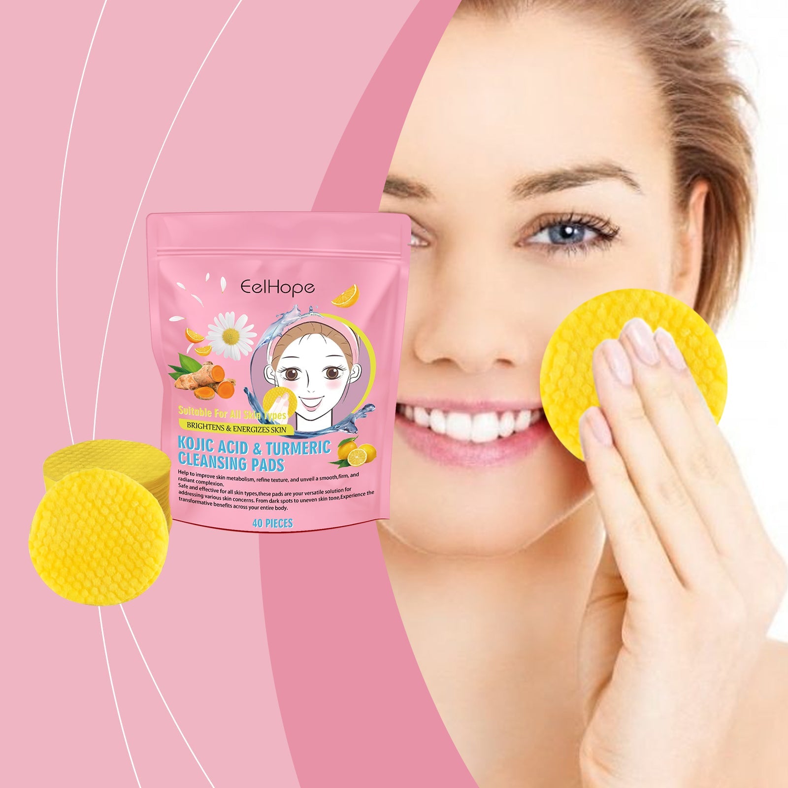 Turmeric Cleansing Pad Gently Cleanses Facial Skin And Hydrates And Moisturizes Skin Care Cleansing Pad