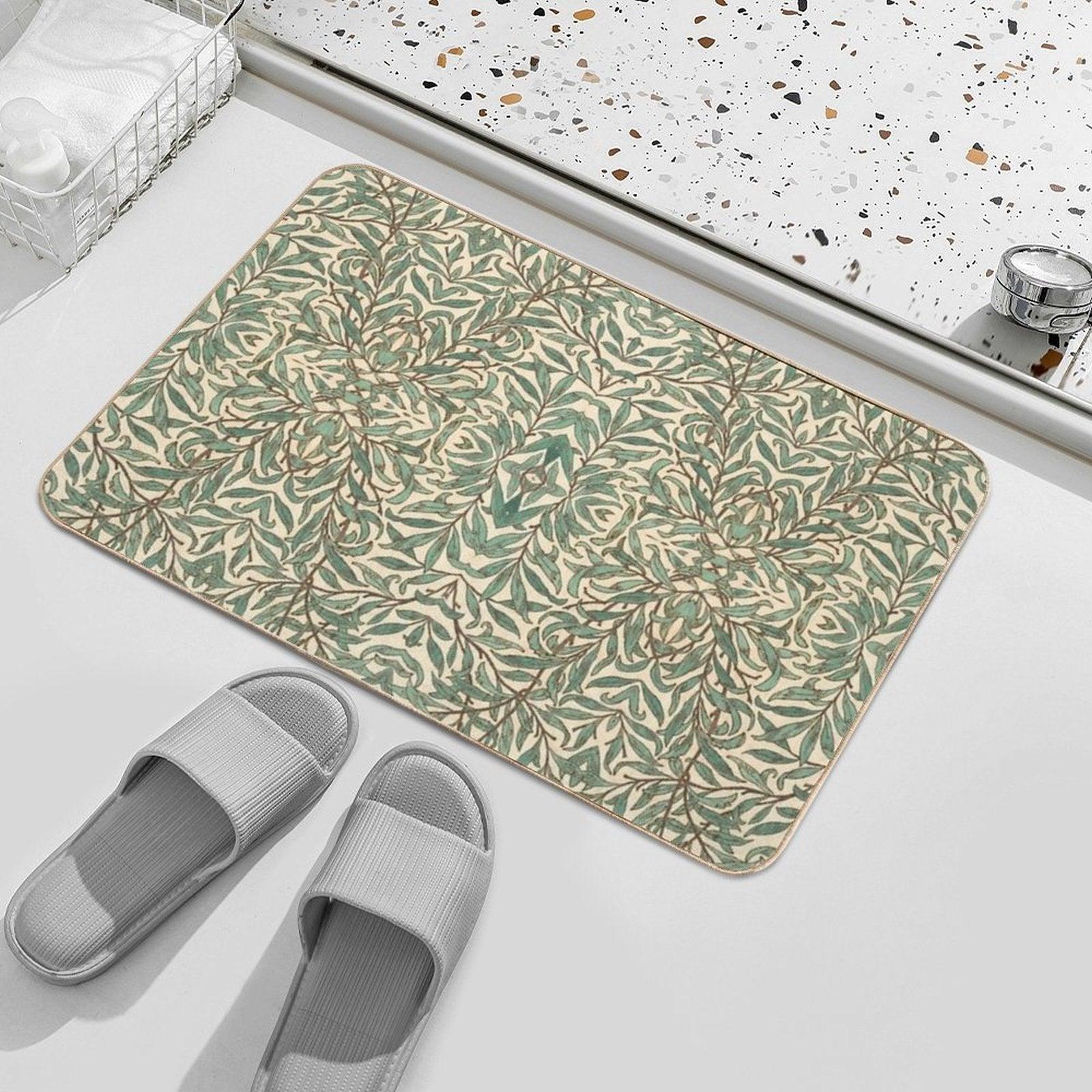 William Morris Willow Bough Wood Watercolor Pattern Bath Mat