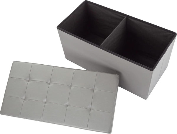 Storage Ottoman Bench 30 Inch Gray Removable Divider