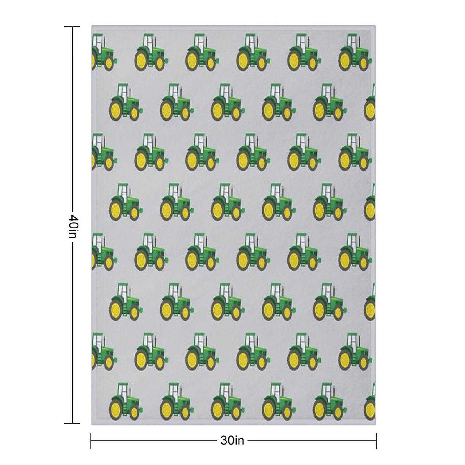 Green Tractors on Grey - Farming - Farm Themed Throw Blanket