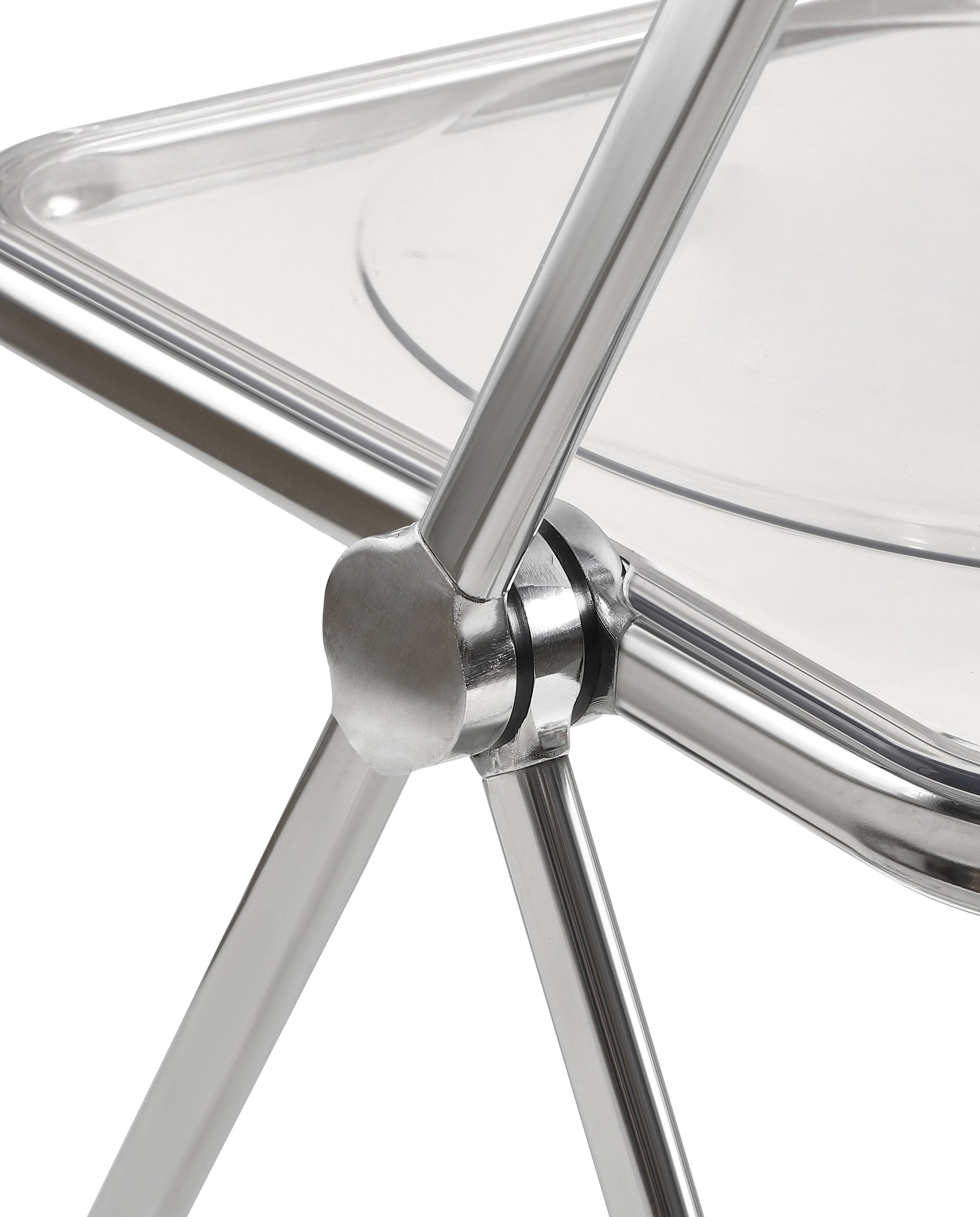 Transparent chair, stackable folding chair, PC plastic living room chair, chrome frame foldable acrylic chair, O-Clear