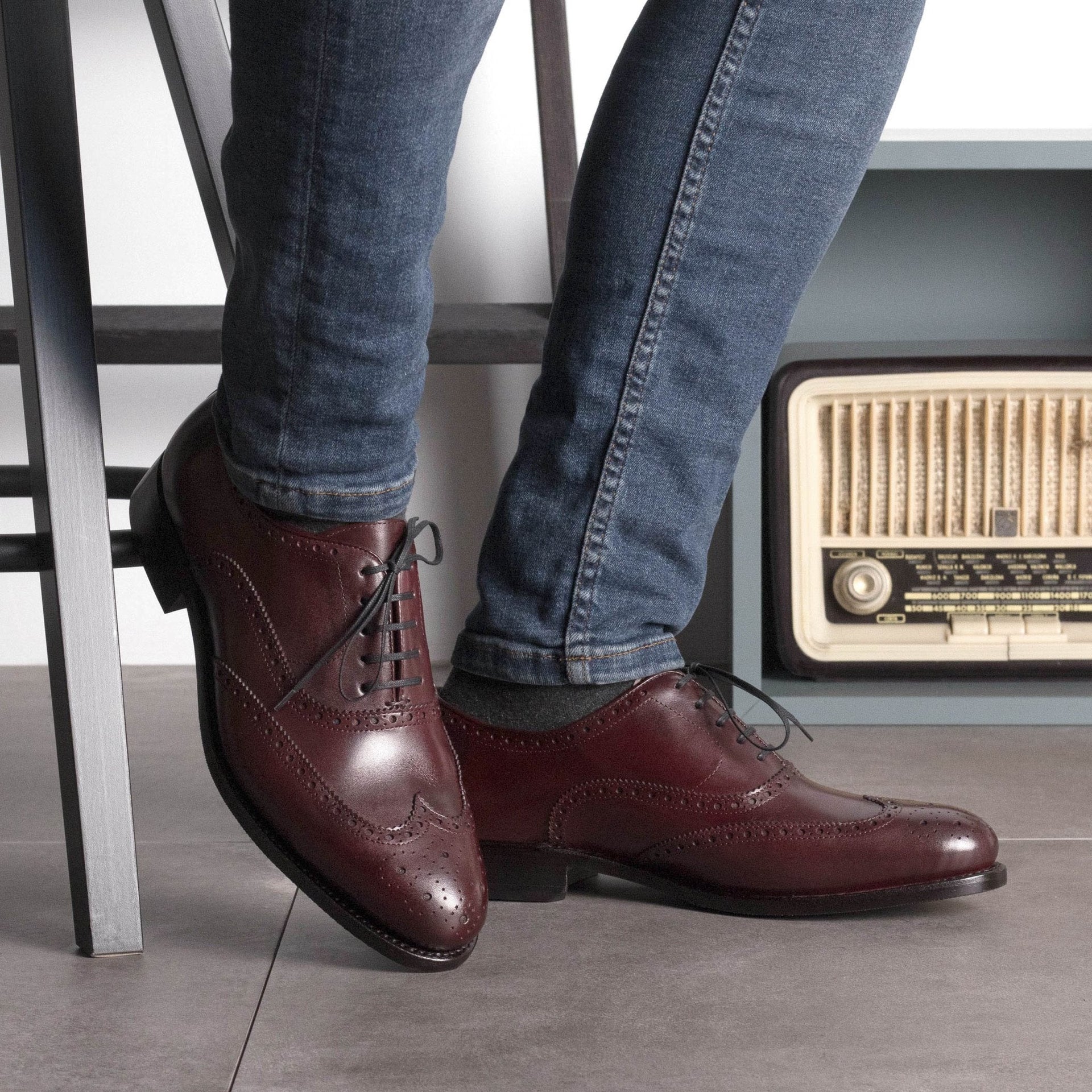 Tempo - Full brogue classic oxford dress shoes for men