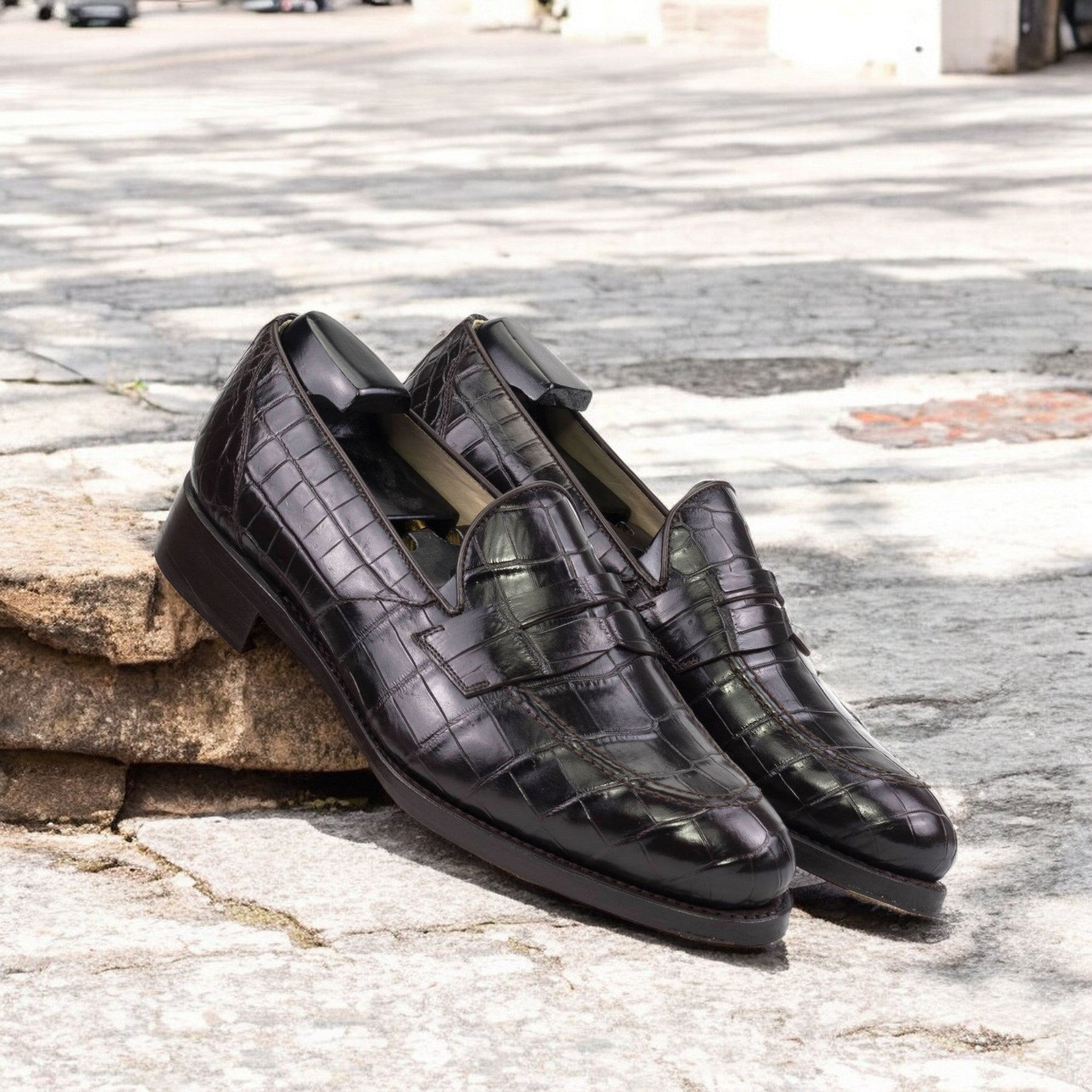 Dralyon - Real Exotic Crocodile/alligator skin leather red bottoms loafers
