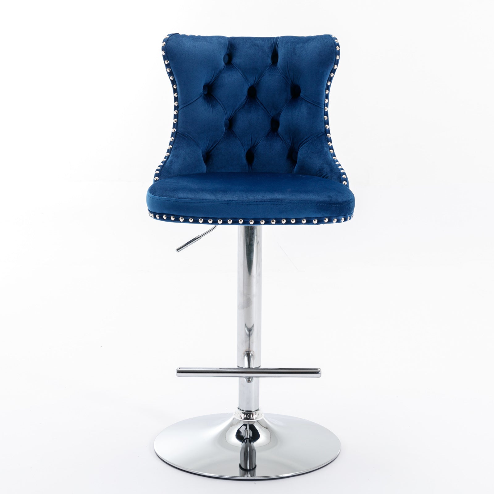Modern Swivel Velvet Adjustable Height Upholstered Tufted Bar Stools with Backs