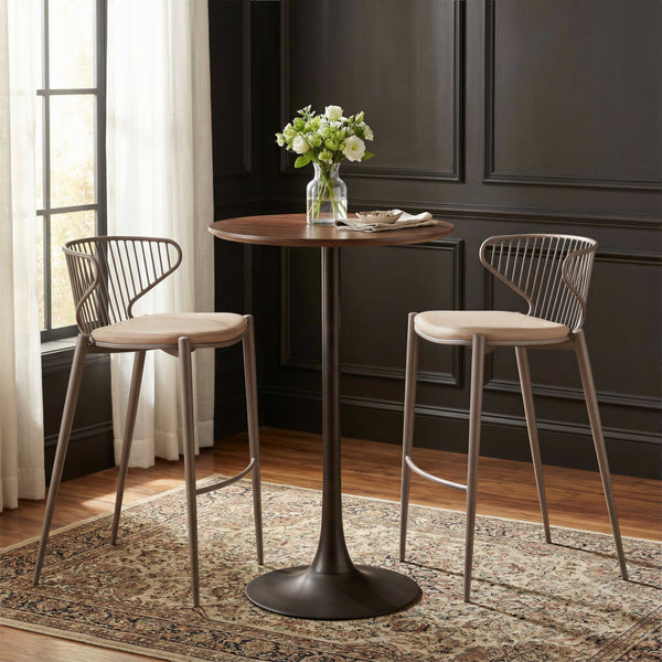 Silues Barstool (Set of 2) Taupe & Brown
