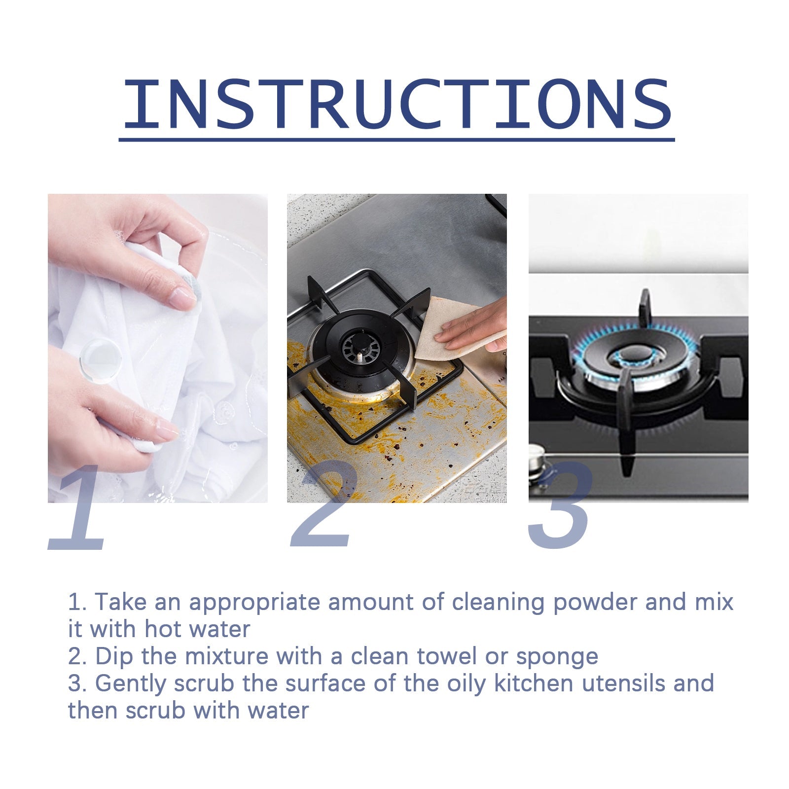 Oil Cleaning Powder, Kitchen Range Hood Stove Oil Rust Dirt Cleaning Powder