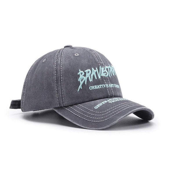 Fashionable Outdoor Versatile Curved Brim Letter Embroidery Men's Flat Tongue Hat Show Face Small Washed Women's Simple Baseball Hat Fashion