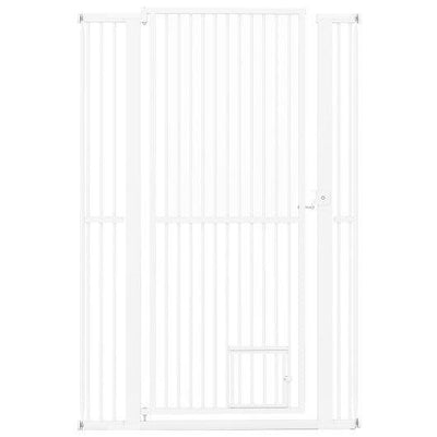 59” Extra Tall Pet Gate Heavy-Duty Metal Cat Gate with Wide Opening-White