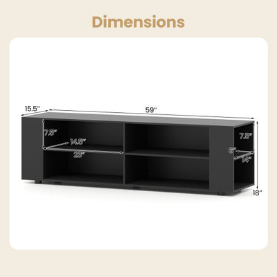 59 Inch Console Storage Entertainment Media Wood TV Stand-Black