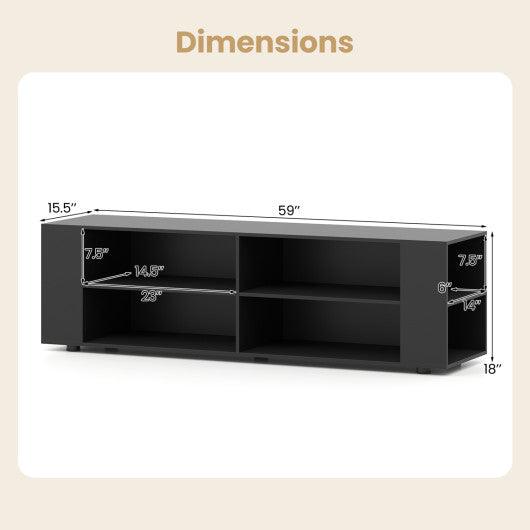 59 Inch Console Storage Entertainment Media Wood TV Stand-Black