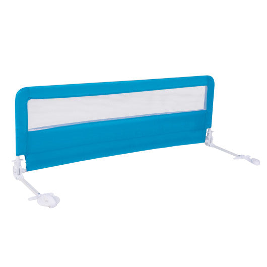 59 Inch Folding Breathable Baby Bed Rail Guard with Safety Strap-Blue