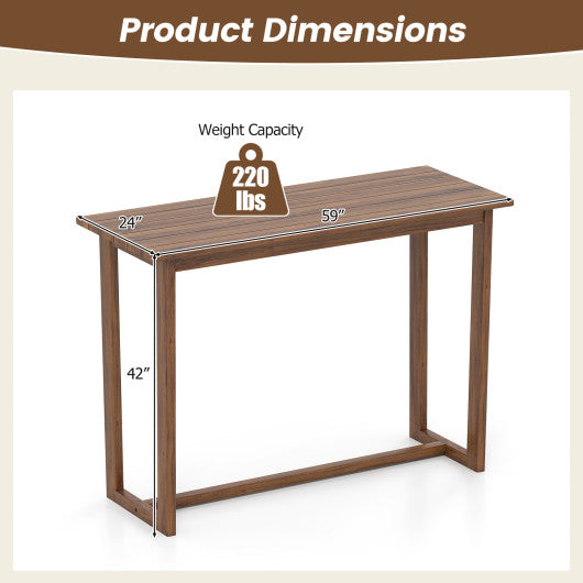 59 Inch Outdoor Bar Table with Slatted Top