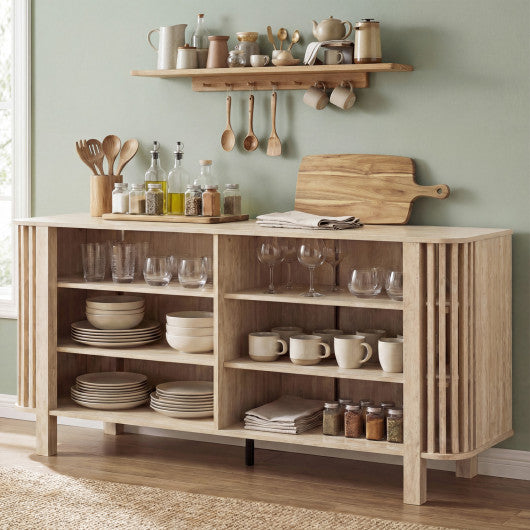 59 Inch TV Stand for TVs Up to 55 Inches with Adjustable Shelves-Natural