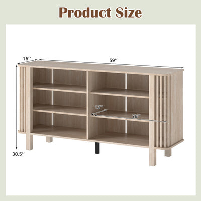 59 Inch TV Stand for TVs Up to 55 Inches with Adjustable Shelves-Natural