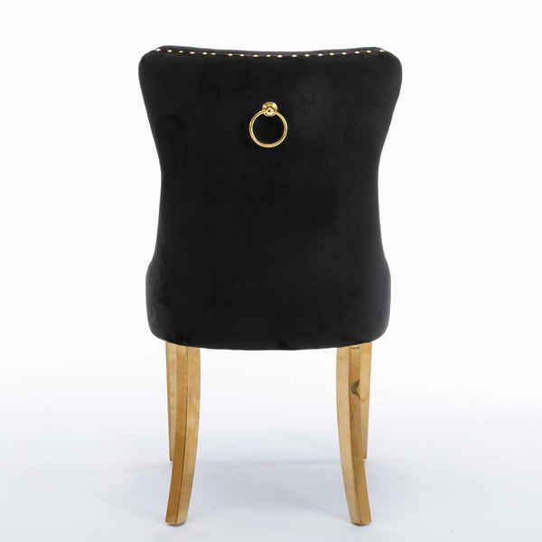 Nikki Collection Modern Tufted Solid Wood Velvet Upholstered Dining Chair with Gold Legs