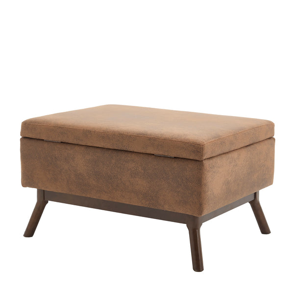 Mid-century modern square coffee table storage bench, assembled, suitable for living room, entryway and family room, used as a coffee table, stirrups, shoe bench