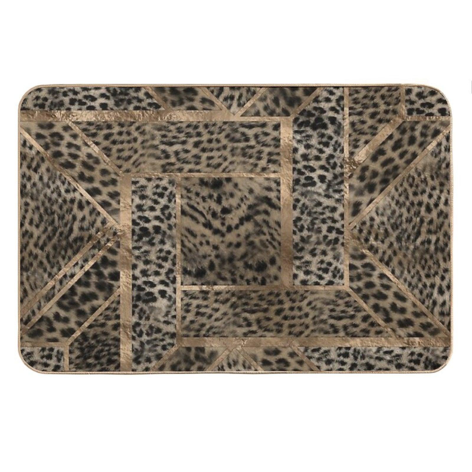 Leopard Fur Texture Geometric Pattern Bath Mat