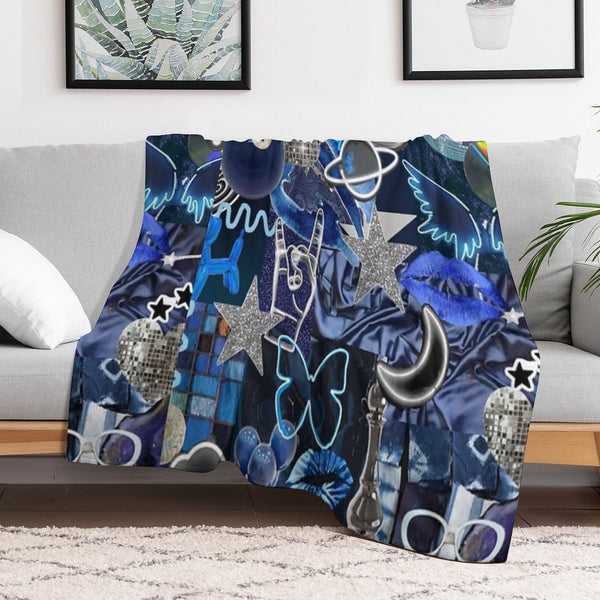 Blue Collage Durable Throw Blanket