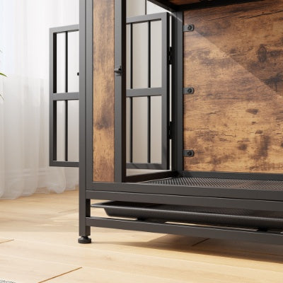 Dog Crate Furniture  Wooden Dog Crate Table Rustic Brown