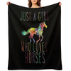 Just A Girl Who Loves Horses Premium Throw Blanket