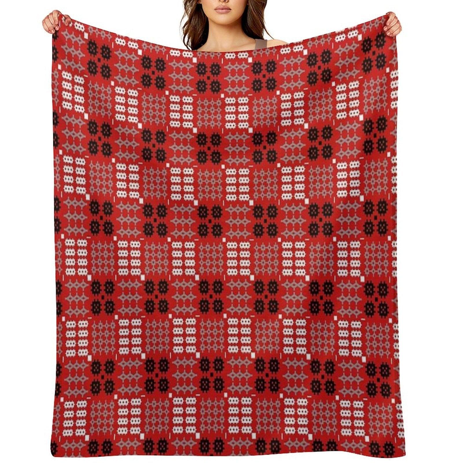 Welsh Design, Carthen Cymraeg, Cymreig (red) (Printed Image - Not Real  Tapestry) Throw Blanket