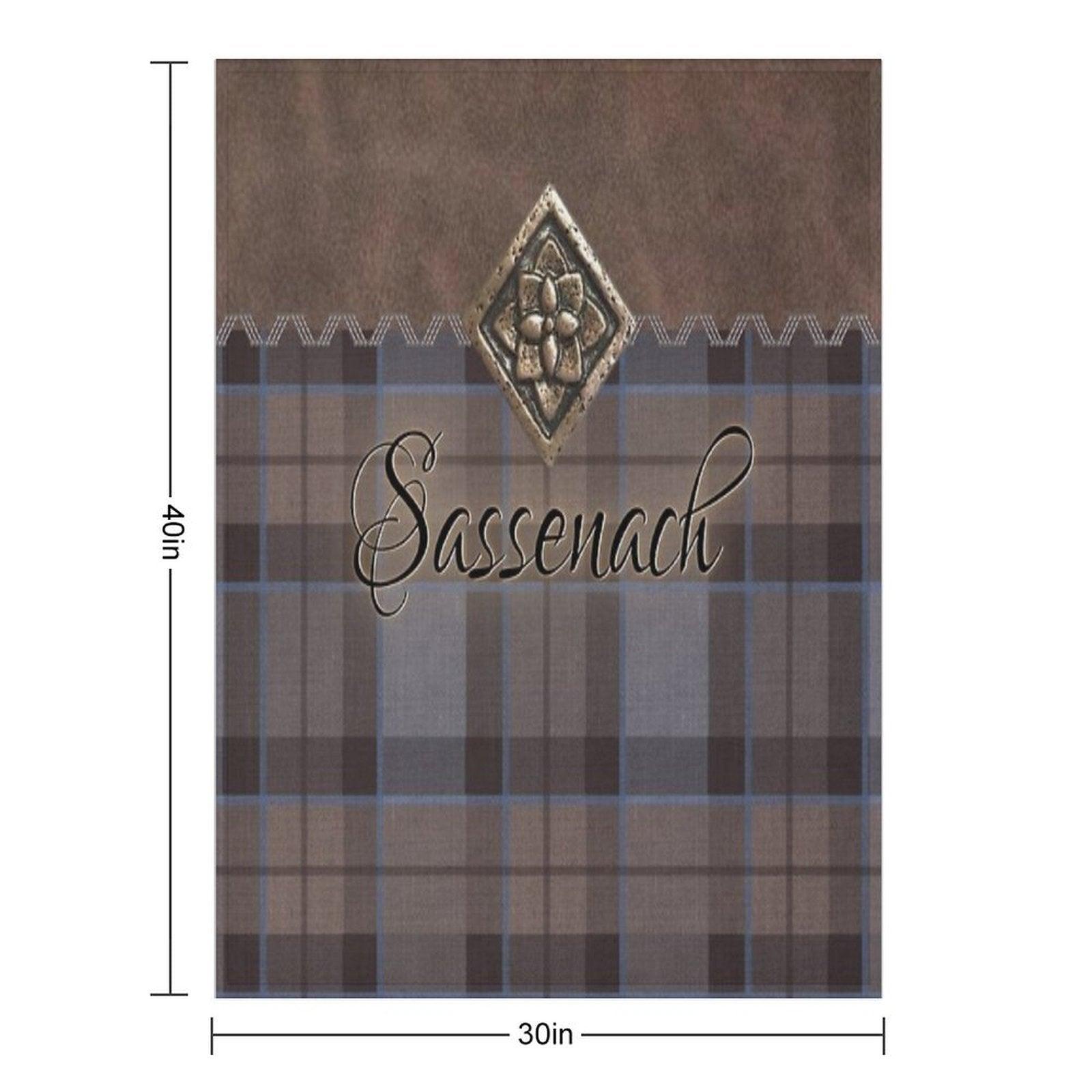 Outlander - Leather And Tartan with Metal Flower Accent Throw Blanket