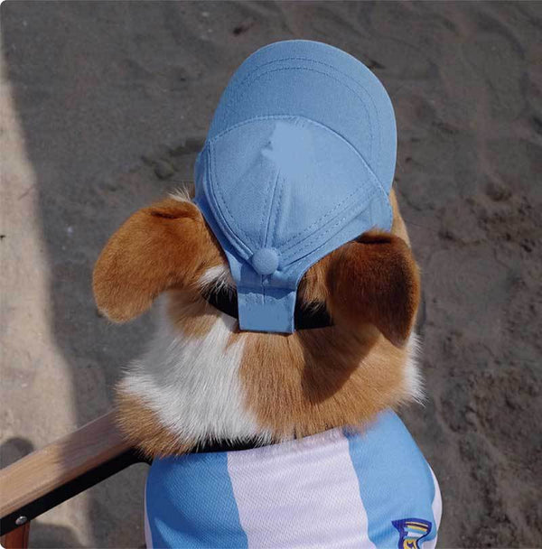 Pet Dog Outdoor Photography Leisure Sunshade Hat with Ear Holes Adjustable Corgi Baseball Cap