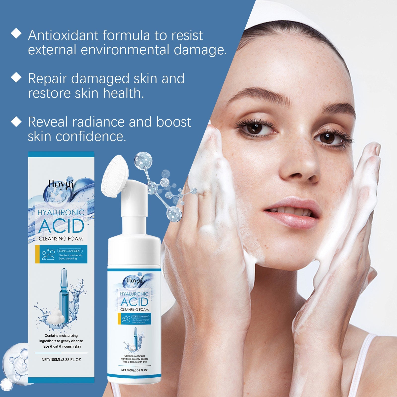 Hyaluronic Acid Cleansing Foam Gently Cleanses Face, Moisturizes Skin, Moisturizes Skin, And Moisturizes Skin