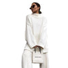 Knitted pullover loose irregular thick sweater high neck knitted sweater - white / S