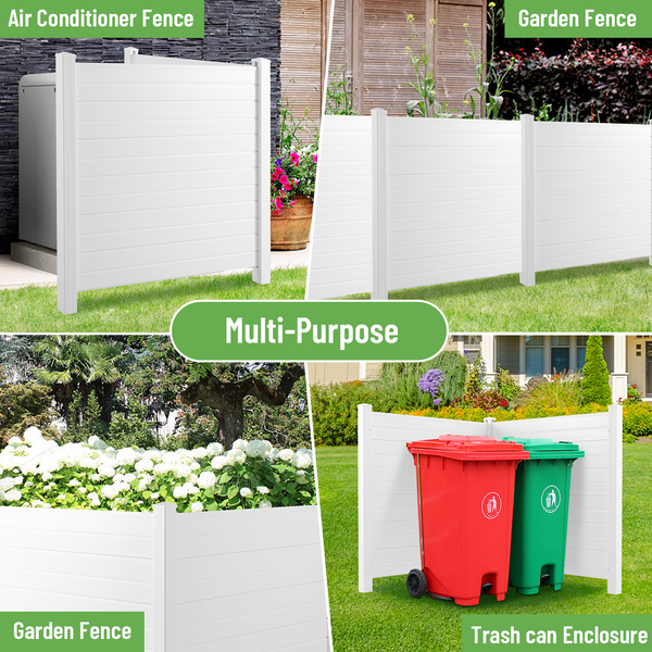 Privacy Fence Panels Kit Air Conditioner Trash Can Enclosure Vinyl white color