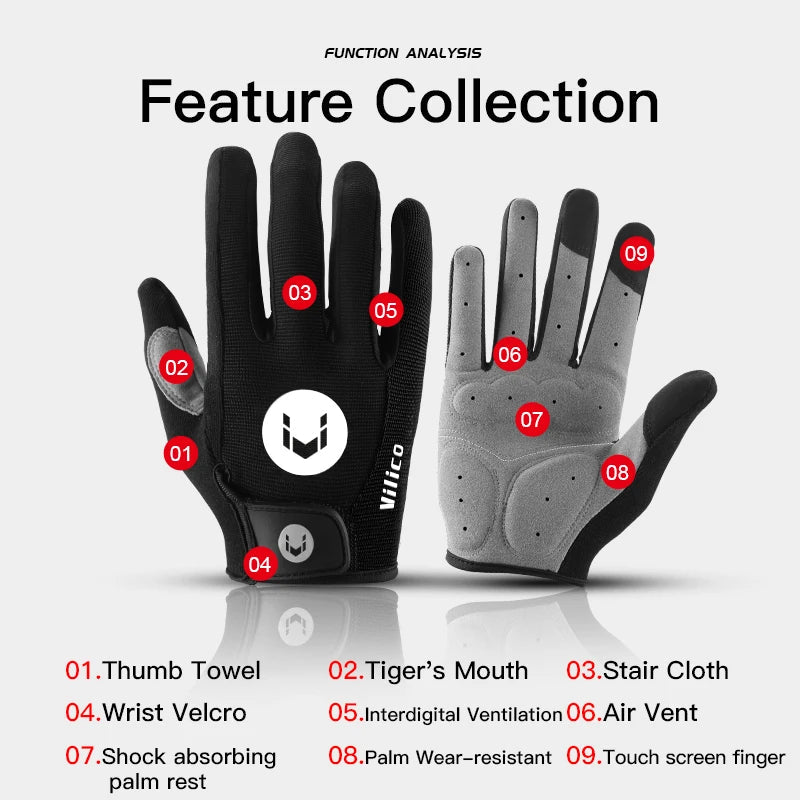 Men and women outdoor cycling windproof and cold proof motorcycle electric bike full finger touch screen anti slip gloves