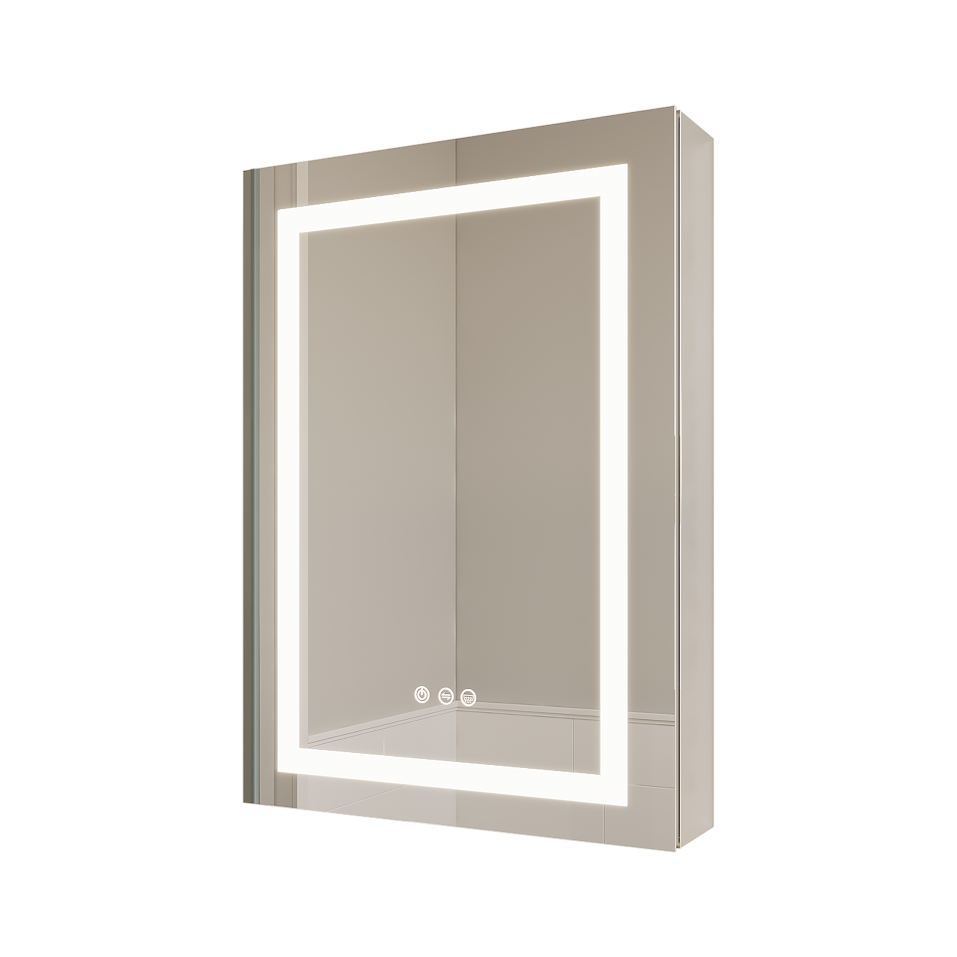 26x20 inch Bathroom Medicine Cabinet with LED Mirror, Anti-Fog, Waterproof3000K~6000K Single Door Lighted Bathroom Cabinet with Touch SwichDimmable Recessed or Surface Mount (Right Door)
