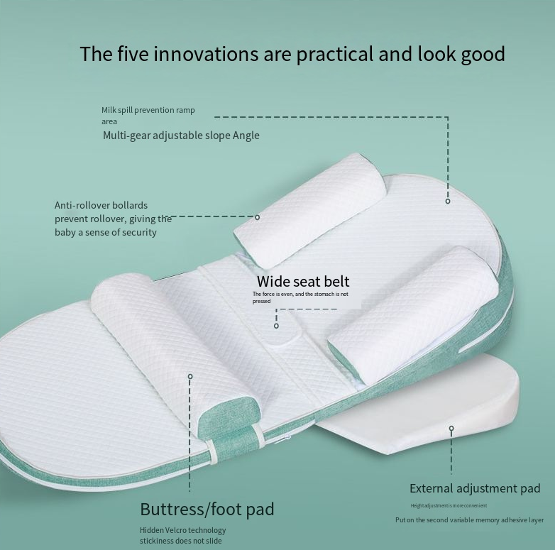 Baby anti spitting slope pad anti milk choking slope pillow newborn lying and feeding artifact cushion nursing pillow