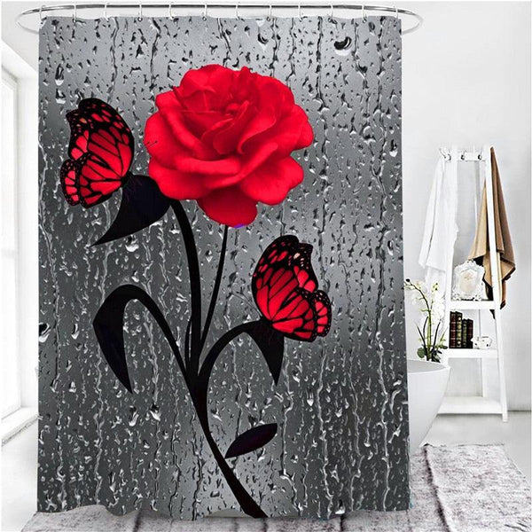 Hot HD Digital Printing Polyester Waterproof Polyester Flower Bathroom Hotel Shower Curtain
